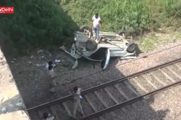 Car Accident Shocks Delhi as Vehicle Falls Onto Railway Tracks From Flyover Car Falls Onto Railway Tracks From Flyover